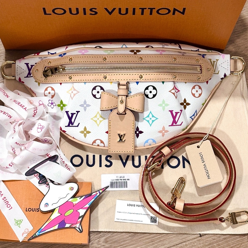 😍🆕2025 Louis Vuitton X Takashi Murakami Multicolor High Rise Bumbag